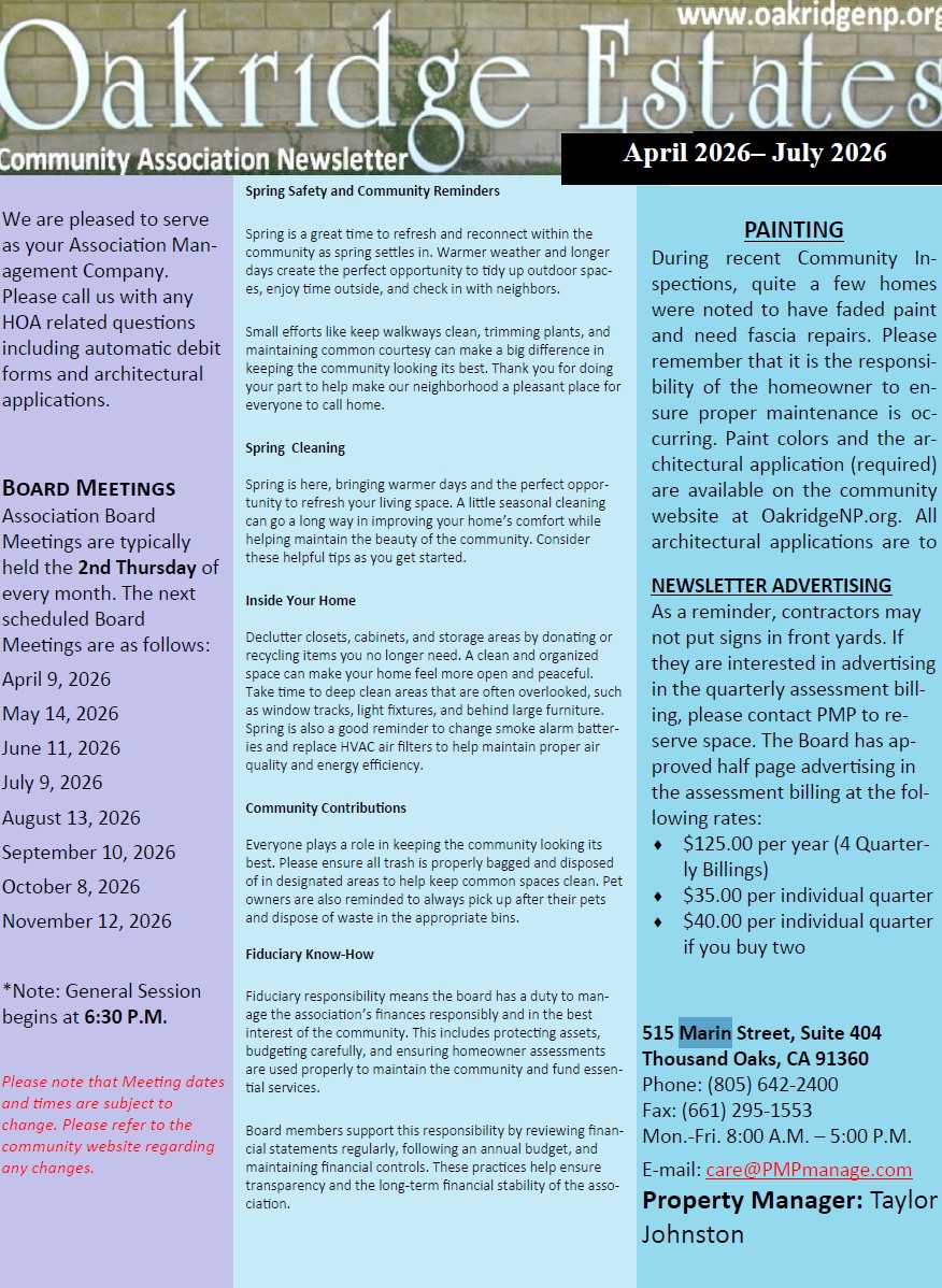 April 2026 newsletter